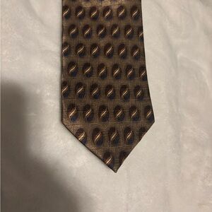 J.Z. Richards Silk Tie with Brown and Blue Pattern